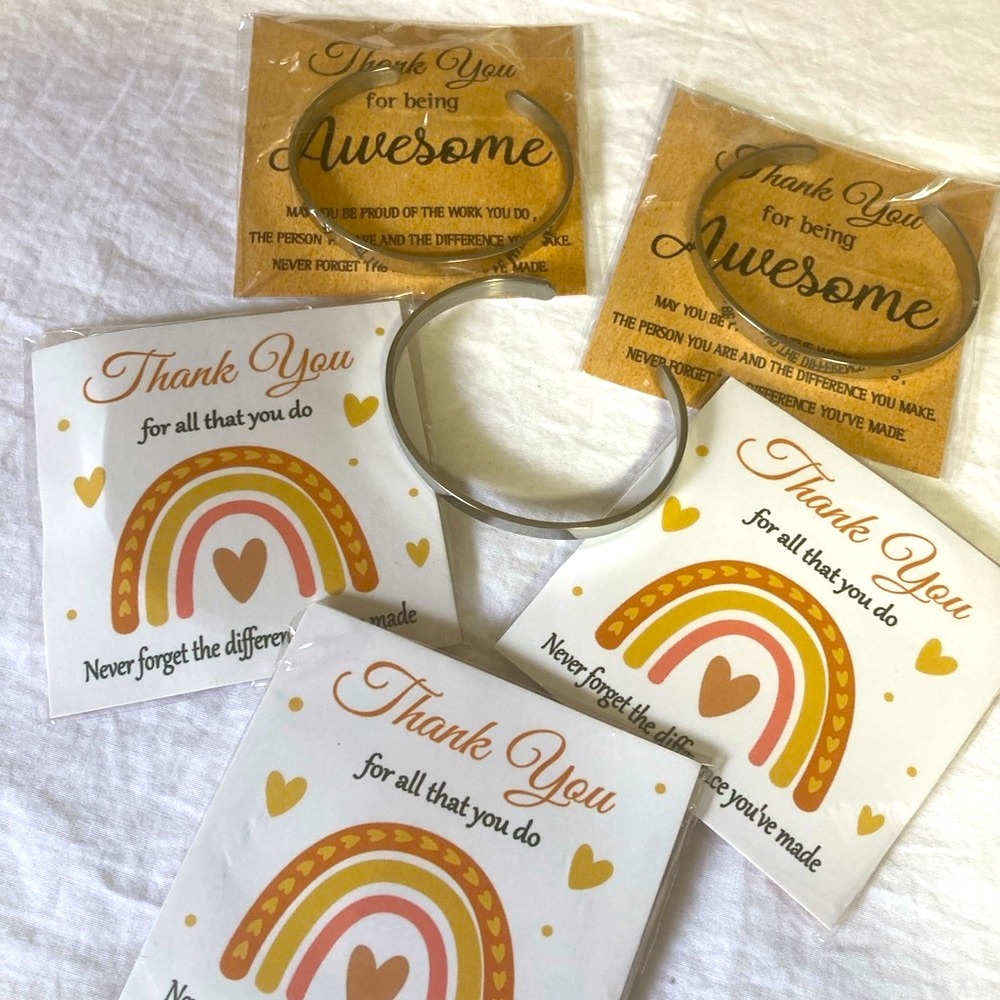 Bundle of five metal cuff bracelets thank you gifts